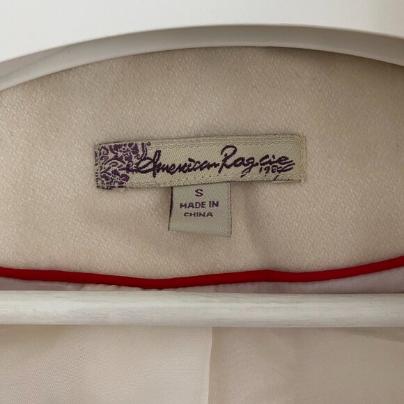 Ivory Double-Breasted Pea Coat with Flattering Shape and Removable Hood - Size S - Picture 2 of 9